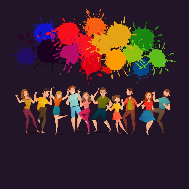 Affiche colorée festive de personnes dansantes
