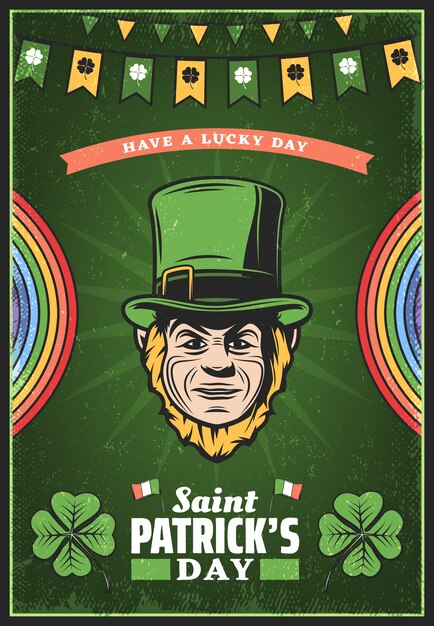 Affiche Colorée Vintage De Jour De St Patricks