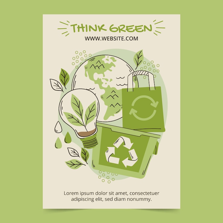 Vecteur gratuit affiche de concept d'écologie dessinée à la main