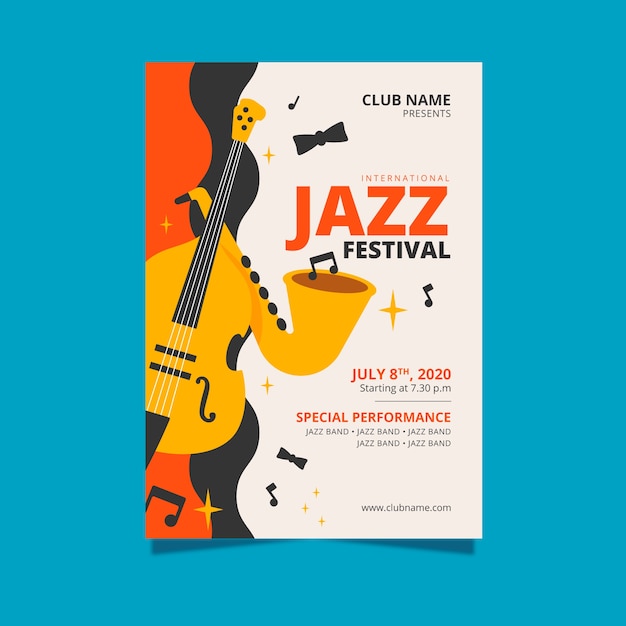 Vecteur gratuit affiche avec concept de modèle de journée internationale du jazz