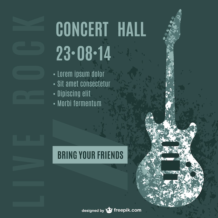 Vecteur gratuit affiche de concert de guitare