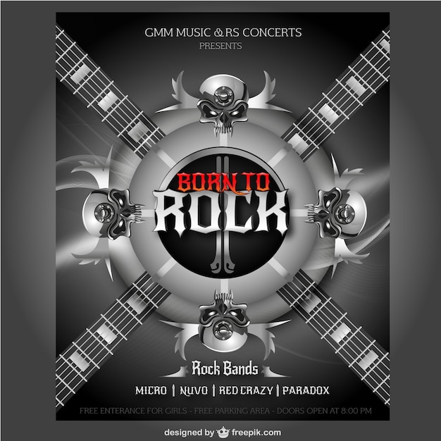 Vecteur gratuit affiche de concert de rock