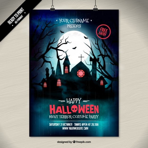 Vecteur gratuit affiche costume de fête d'halloween