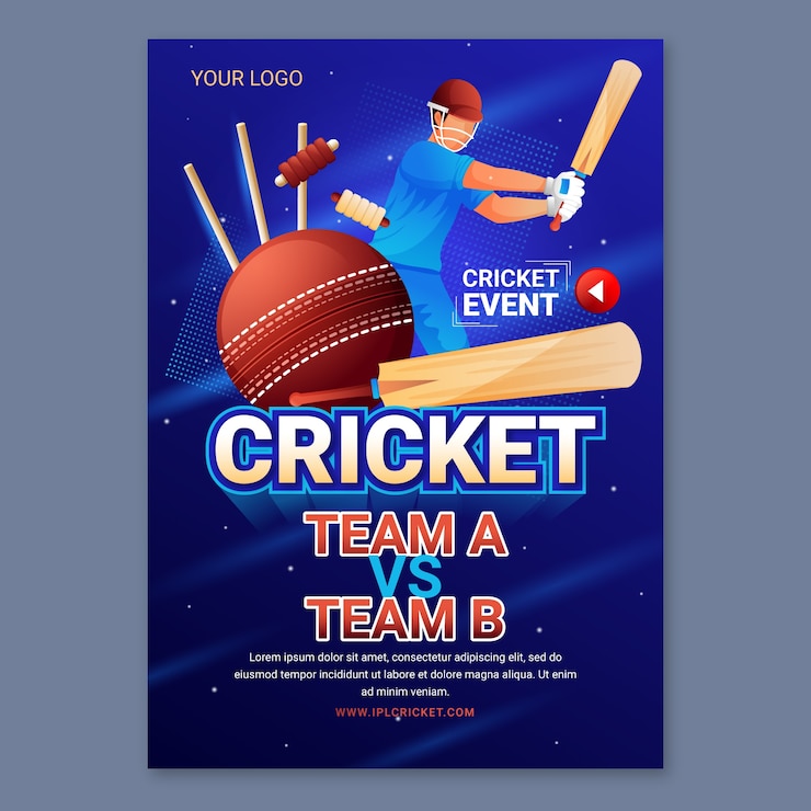 Vecteur gratuit affiche de cricket ipl dégradé