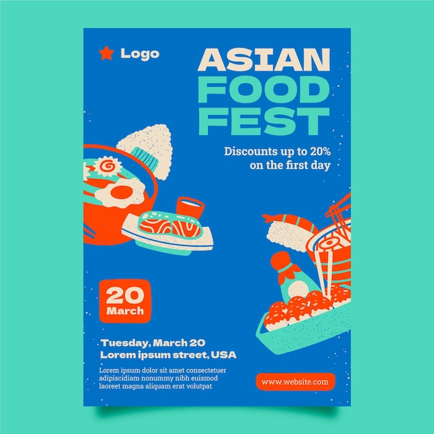 Vecteur gratuit affiche de cuisine asiatique dessinée à la main