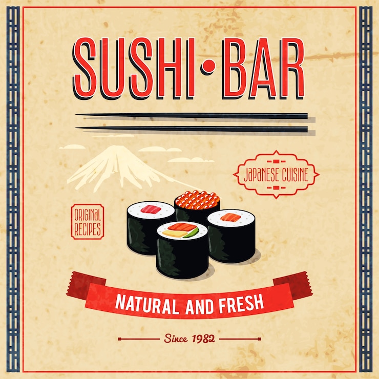 Vecteur gratuit affiche de cuisine asiatique