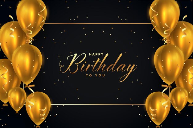affiche décorative de félicitations d'anniversaire avec un ballon doré réaliste