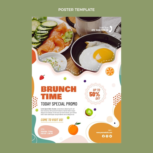 Vecteur gratuit affiche de délicieux brunch design plat