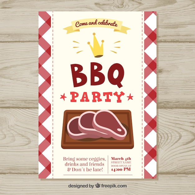 Affiche Dessiné à La Main Pour Une Fête Barbecue