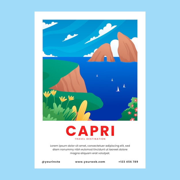 Vecteur gratuit affiche de destination de voyage capri