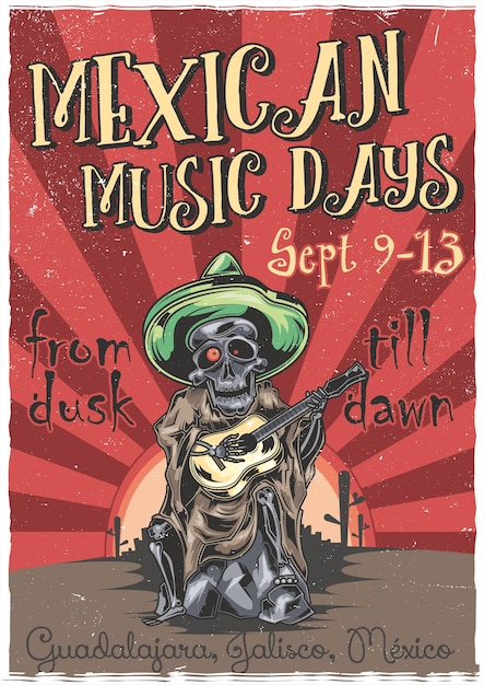 Affiche Dillustration De Musicien Mexicain