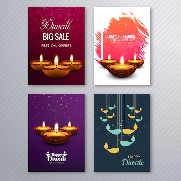 Affiche Avec Un Diya Pour Le Modèle De Flyer Coloré De Diwali Vecteur Premium