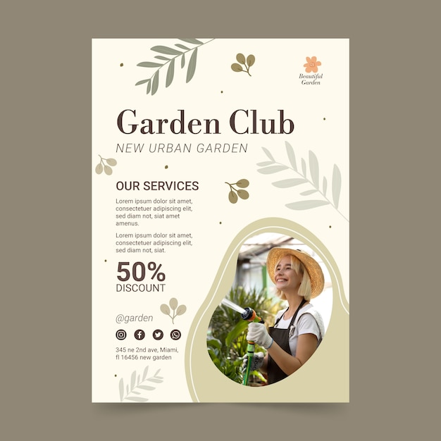 Affiche Du Club De Jardinage Dessinée à La Main