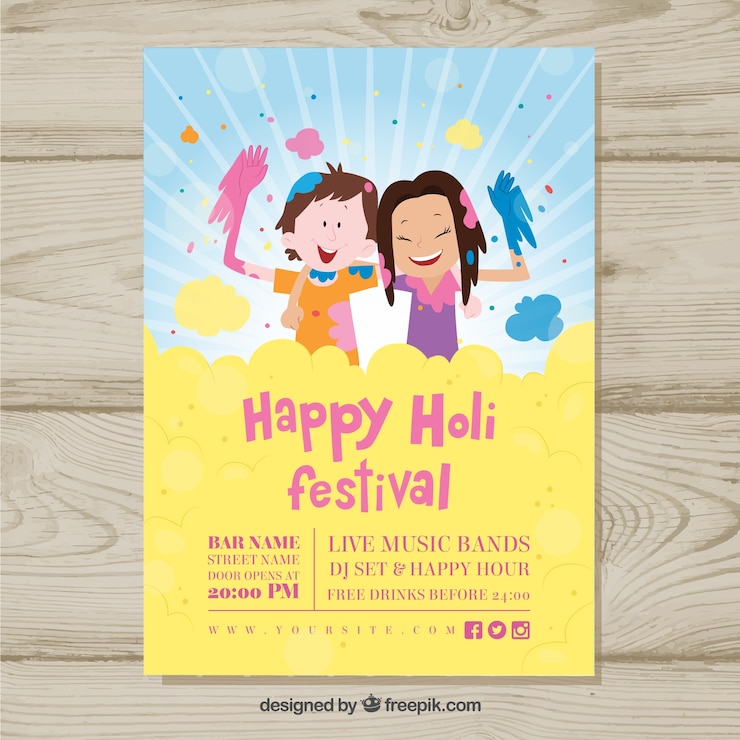 Vecteur gratuit affiche du festival happy holi