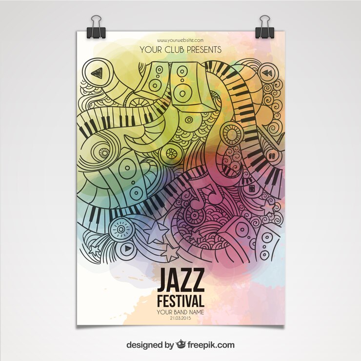 Vecteur gratuit affiche du festival de jazz dans le style artistique