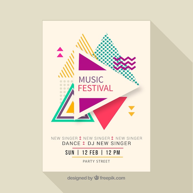 Affiche Du Festival De Musique Dans Le Style Dessiné à La Main