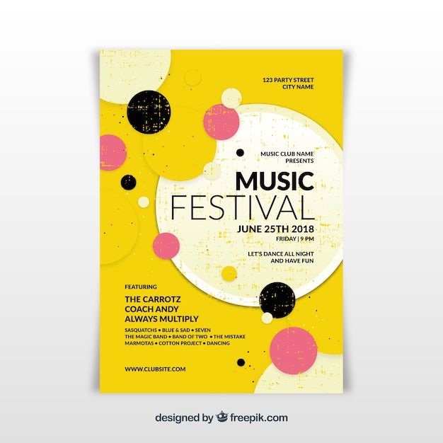 Vecteur gratuit affiche du festival de musique dans le style plat