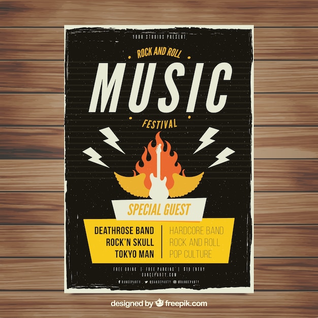 Affiche Du Festival De Musique Dans Le Style Plat