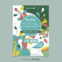 Vecteur gratuit affiche du festival de musique dessiné à la main