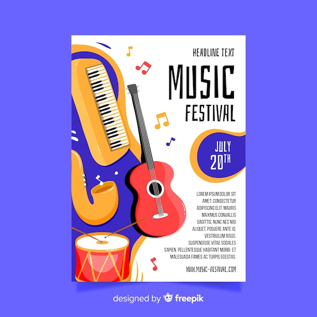 Affiche Du Festival De Musique Dessiné à La Main