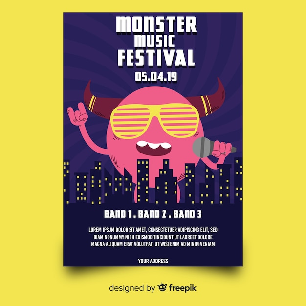 Vecteur gratuit affiche du festival de musique dessiné à la main