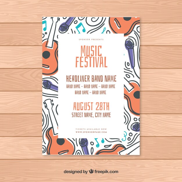 Affiche Du Festival De Musique Dessiné à La Main