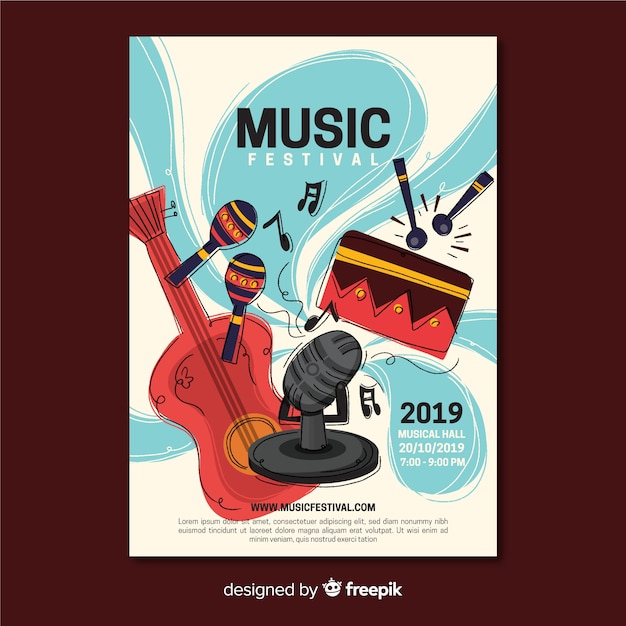 Affiche Du Festival De Musique Dessiné à La Main