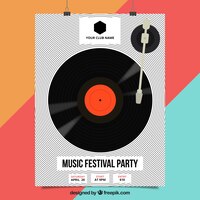 Affiche du festival de musique avec du vinyle