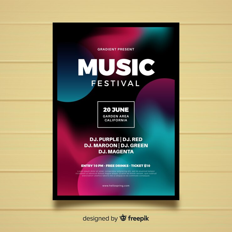 Vecteur gratuit affiche du festival de musique gradient