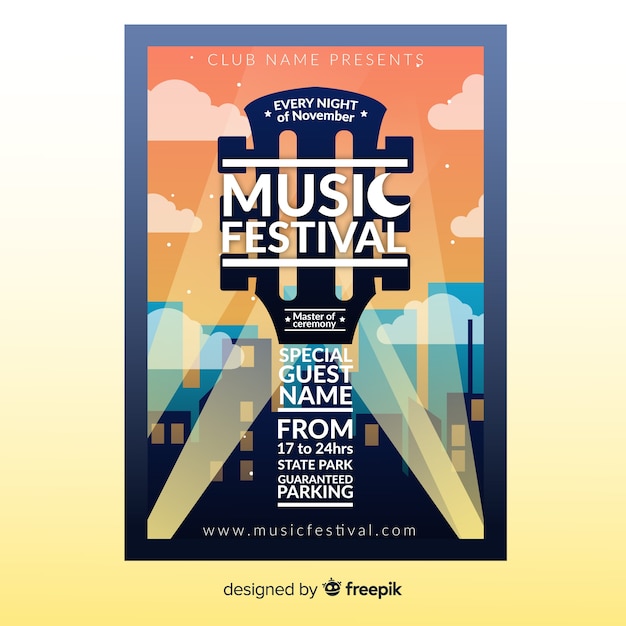 Vecteur gratuit affiche du festival de musique illustration dégradé