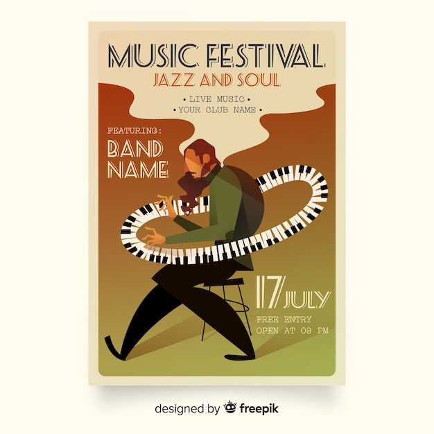 Vecteur gratuit affiche du festival de musique illustration dégradé