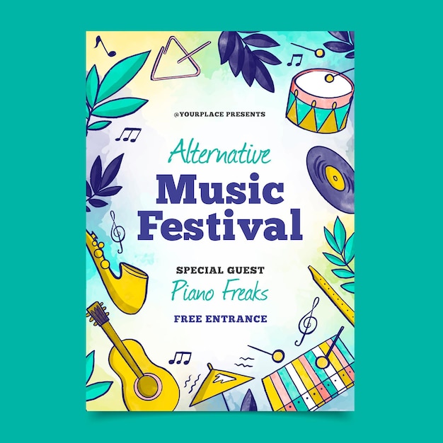 Vecteur gratuit affiche du festival de musique illustrée 2021