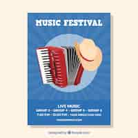 Vecteur gratuit affiche du festival de musique avec des instruments dans le style plat