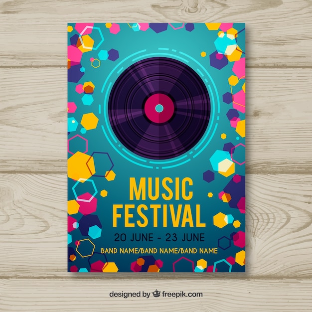 Vecteur gratuit affiche du festival de musique avec des instruments dans le style plat