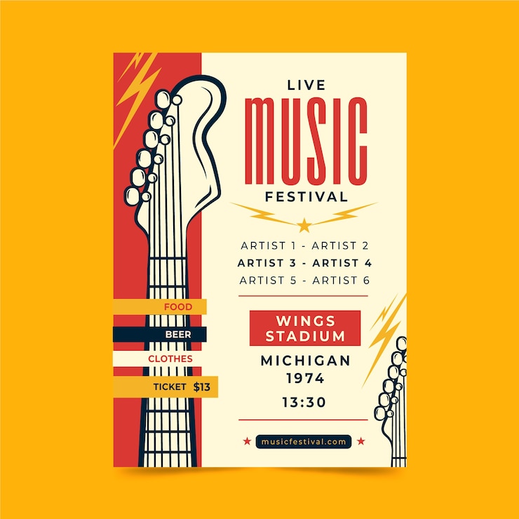 Vecteur gratuit affiche du festival de musique live