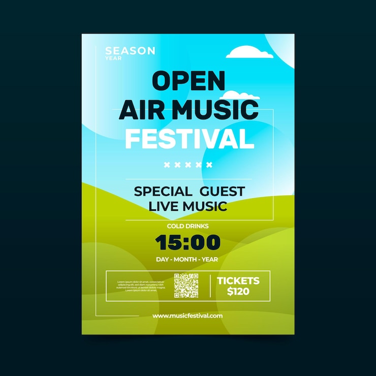 Vecteur gratuit affiche du festival de musique en plein air