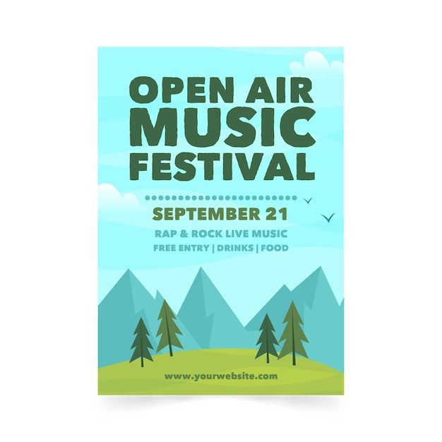 Vecteur gratuit affiche du festival de musique en plein air