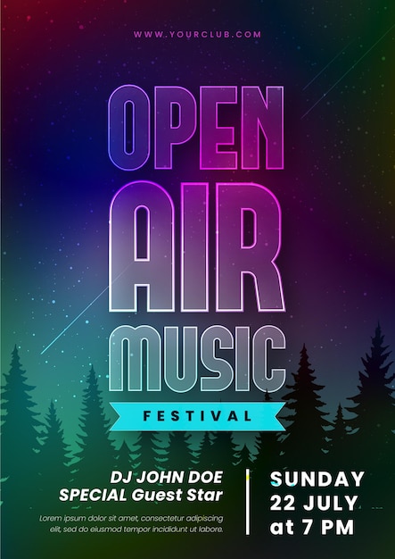 Vecteur gratuit affiche du festival de musique en plein air