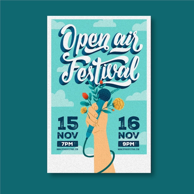 Vecteur gratuit affiche du festival de musique en plein air