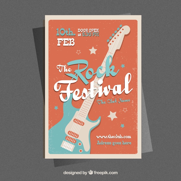 Vecteur gratuit affiche du festival de musique vintage