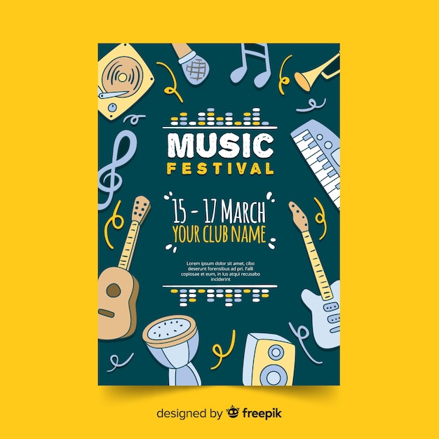 Vecteur gratuit affiche du festival de musique