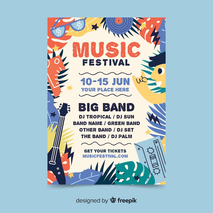 Vecteur gratuit affiche du festival de musique