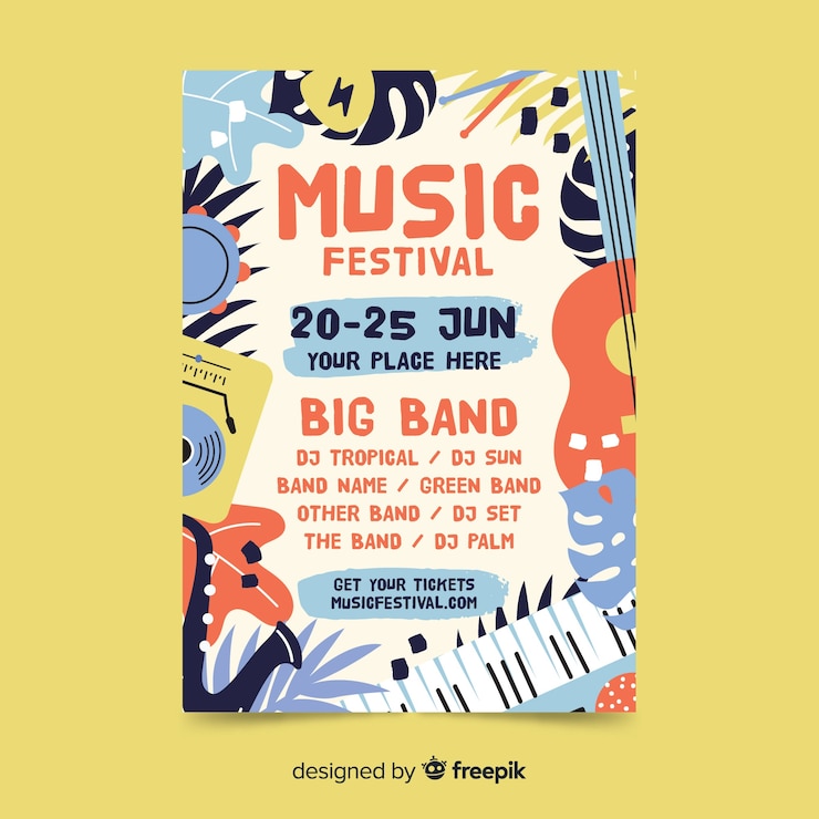 Vecteur gratuit affiche du festival de musique