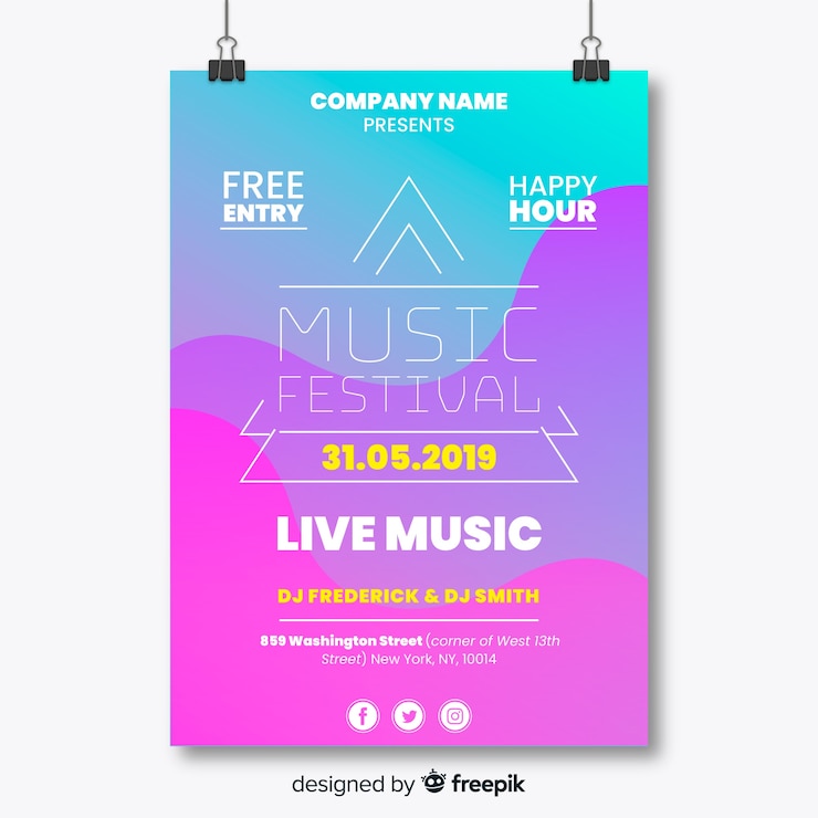 Vecteur gratuit affiche du festival de musique
