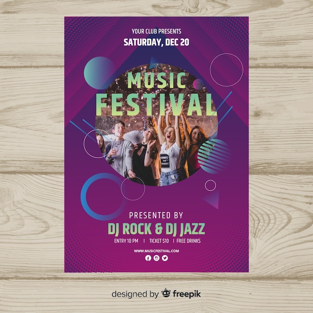 Vecteur gratuit affiche du festival de musique