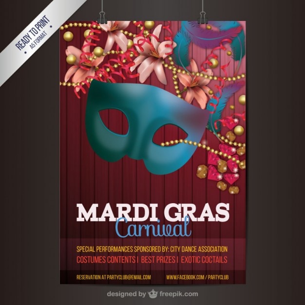 Vecteur gratuit affiche du mardi gras