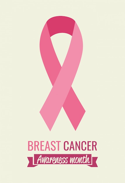 Vecteur gratuit affiche du mois de sensibilisation au cancer du sein avec ruban
