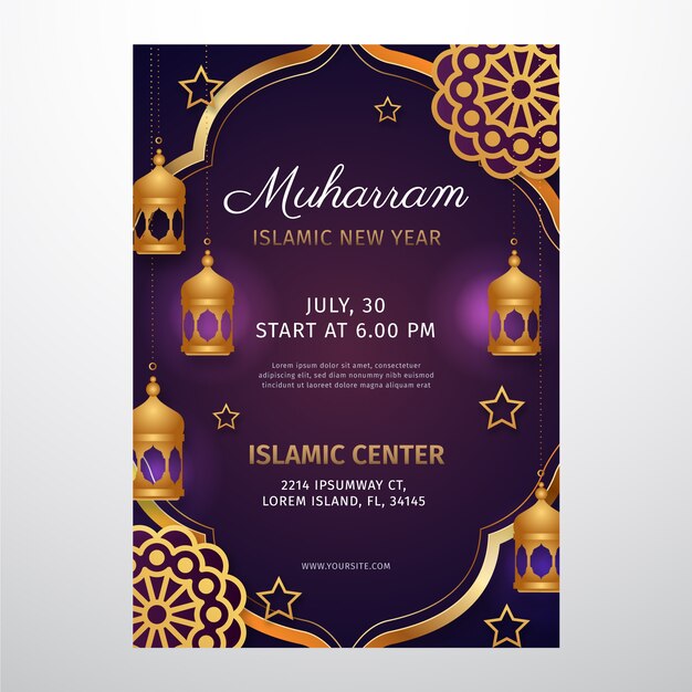 Affiche du nouvel an islamique dégradé