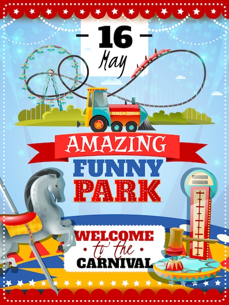 Vecteur gratuit affiche du parc d'attractions