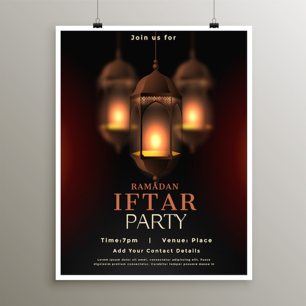 Vecteur gratuit affiche du parti du ramadan karéem iftar